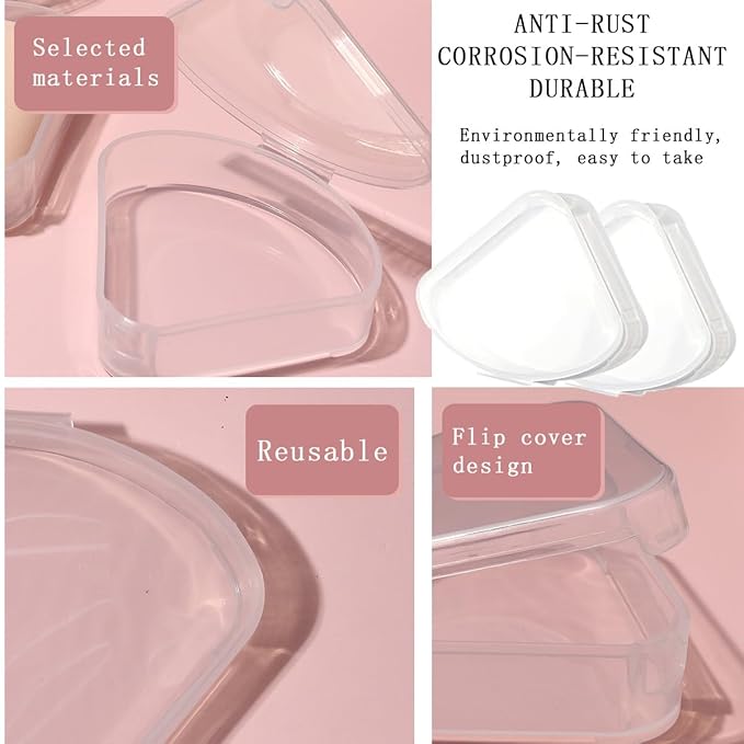 8 PCS Triangle Powder Puffs Holder Cases Clear Makeup Sponge Protective Container Portable Beauty Blender Holder Reusable Dust-Proof Pocket Cosmetic Puff Box for Travel (Transparent)