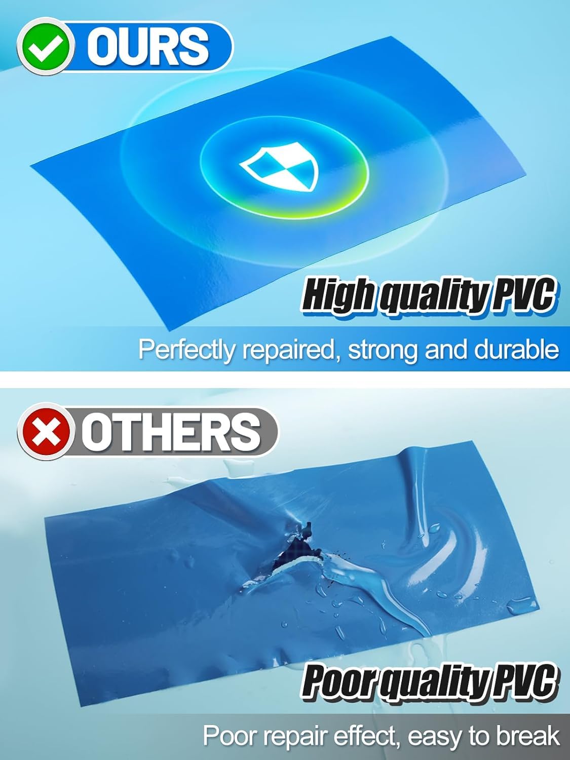 Aulock 2.8ft x 2ft Large Clear Pool Liner Repair Patch - Self-Adhesive Vinyl Patch Kit for In-Ground or Above Ground Pools Inflatable Swimming Pools, Blue