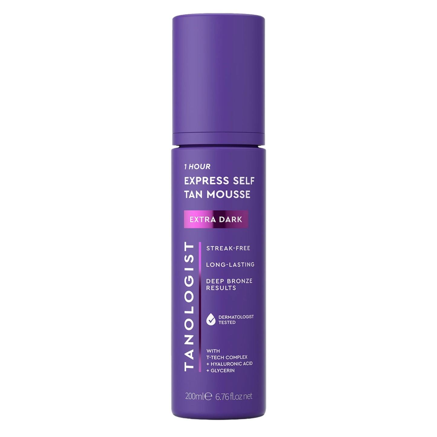 Tanologist Extra Dark Self Tan Mousse, Clear Self-Tanning Mousse, Streak-Free, Natural Glow, No Fake Tan Smell Or Orange Tone, Long Lasting, Clean Ingredients, 6.76 fl. oz/200 ml Bottle