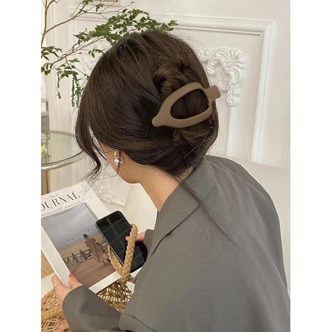 Flat Hair Clips for Thick and Thin Hair - Matte Large Alligator Clips, Duck Billed Barrettes, Neutral Hair Claw Clips for Women, 3Pcs
