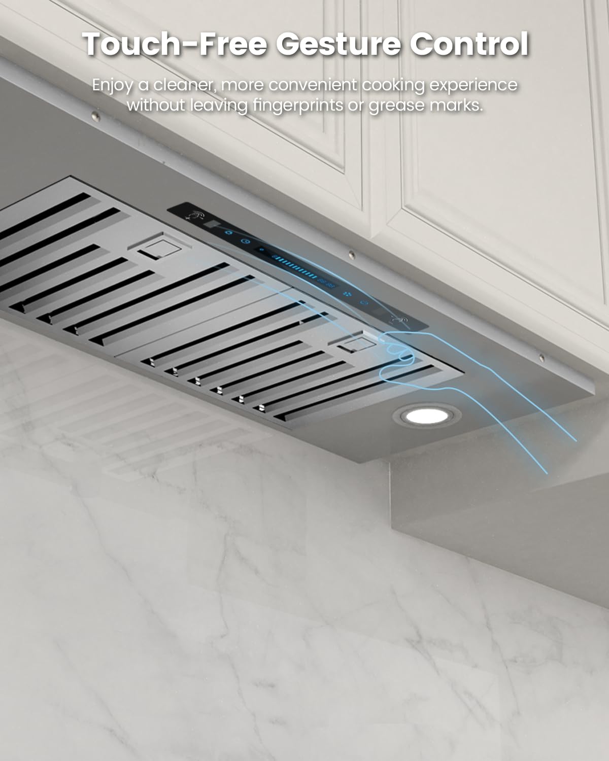 JOCO 30 Inch Range Hood Insert, 900 CFM Stainless Steel Built-In Kitchen Vent Hood, Convertible for Ducted or Ductless Installation, 4-Speed Gesture/Touch/Remote Control, Model B01-30G