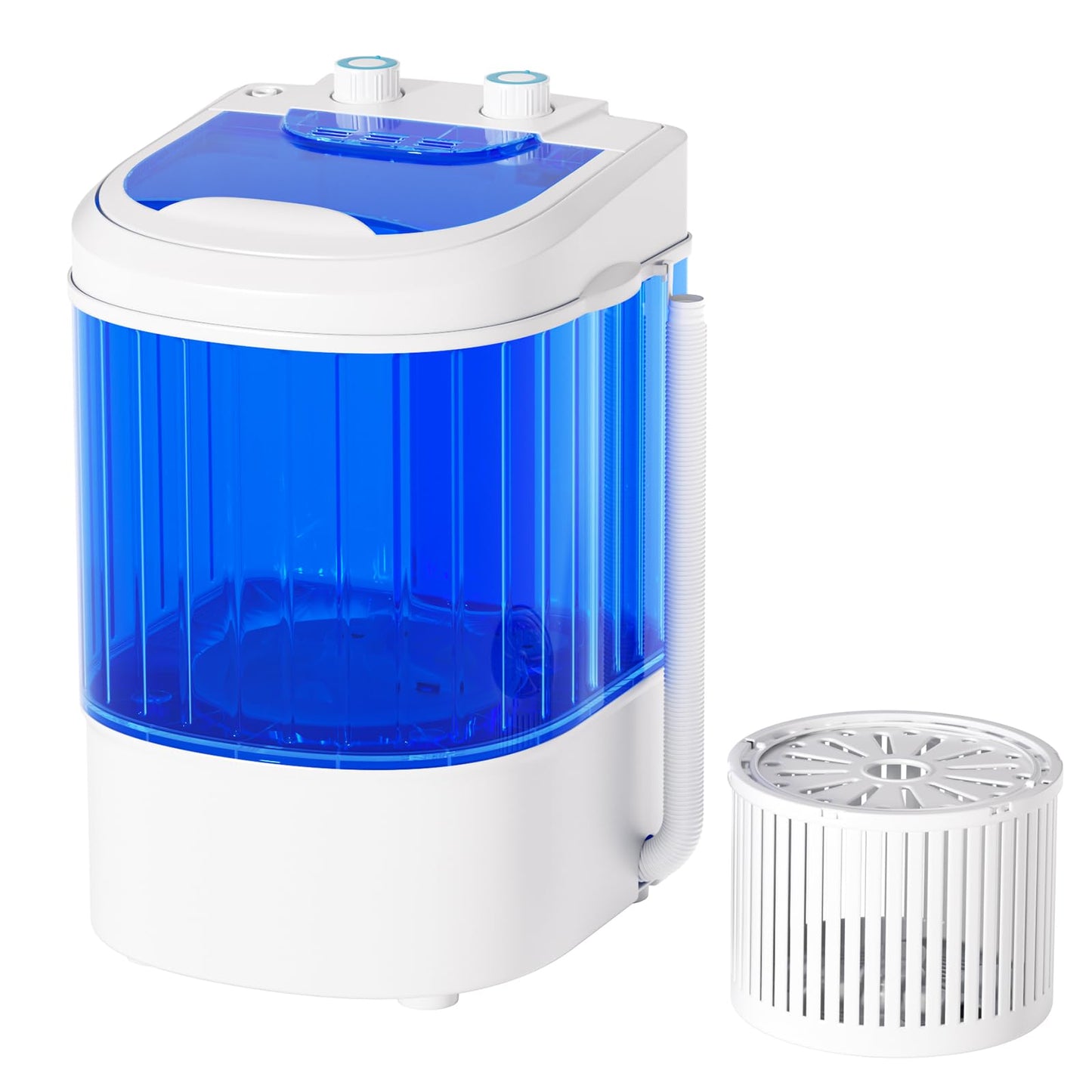 Superday 11LBS Portable Washing Machine, Single Tub Compact Washing Machine with Spin Cycle& Blue Light, Mini Washing Machine for Shoes&Clothes, Portable Washer for Home, Apartments, Outdoor, RV, Blue