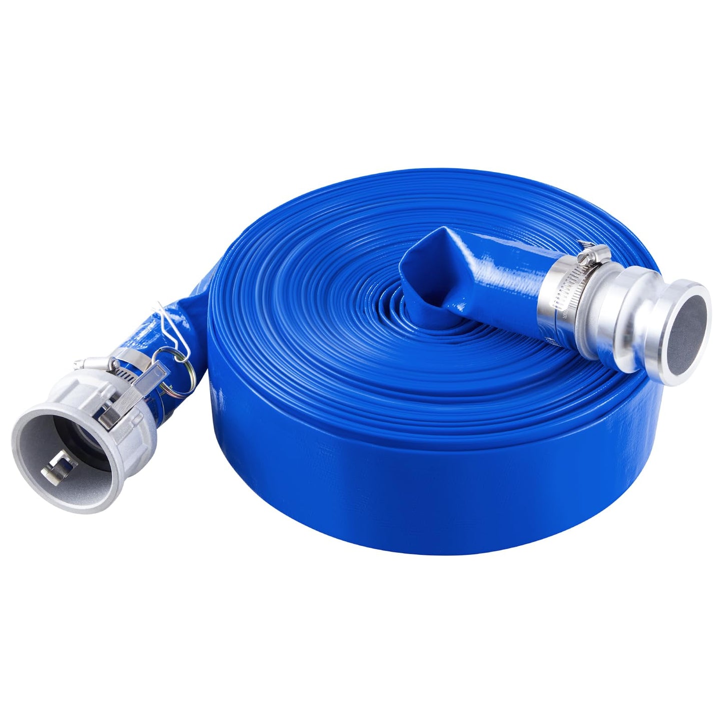 VEVOR Backwash Hose, 2 in x 100 ft, Blue PVC Hose, with Clamps, Camlock, Aluminum Fittings, Fit Various Pumps, for Sewage Treatment, Water Transportation and More Agricultural Purposes