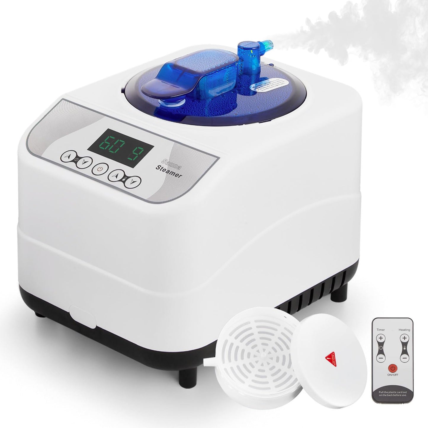 RRGFB Sauna Steamer Machine for Home, 1300W 1.8qt Steam Generator, Portable Steamer Pot with Remote Control, Oil Diffuser, 5-60 min Timer, 9 Levels, Heat up to 140°F