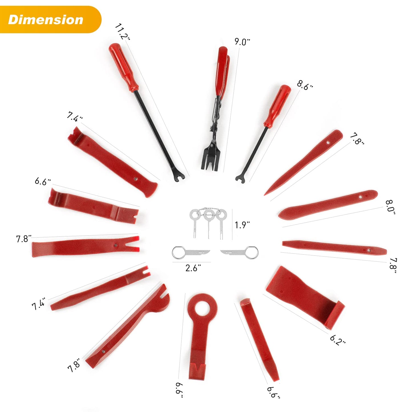 GOOACC 19Pcs Trim Removal Tool Set Panel Fastener Clips Removal Automotive Plastic Upholstery Pliers Removal Install Removal Car Tool with Storage Bag for Trim Panel Audio Clip Pliers Terminal
