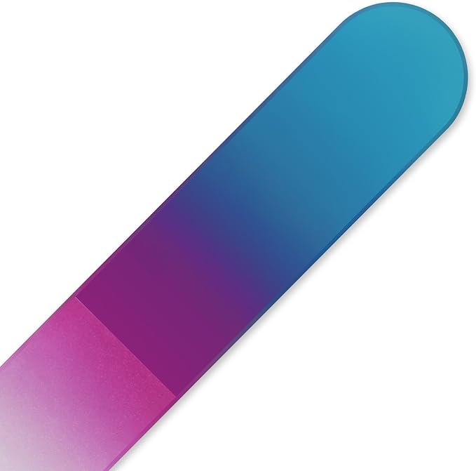 Mont Bleu Rainbow Crystal Nail File in Black Pouch - Small/Purse Size - Czech Tempered Glass - Handmade in Bohemia (Czech Republic)