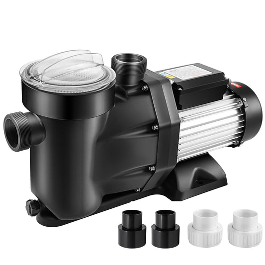Leomru 2.5 HP Pool Pump 8880 GPH Self Priming in/Above Ground Swimming Pool Pump 110V Single Speed Pumps with Strainer Basket 4Pcs Connectors