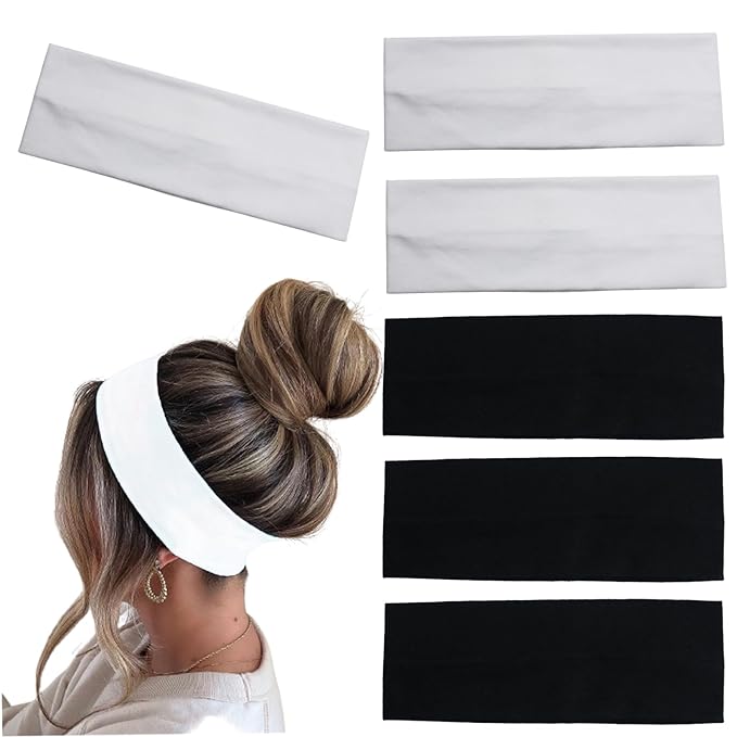 6 Pcs Black White Headbands for Women Hair Cotton Headband Non-slip Stretchy Elastic Head Wrap Holder Hair Accessories