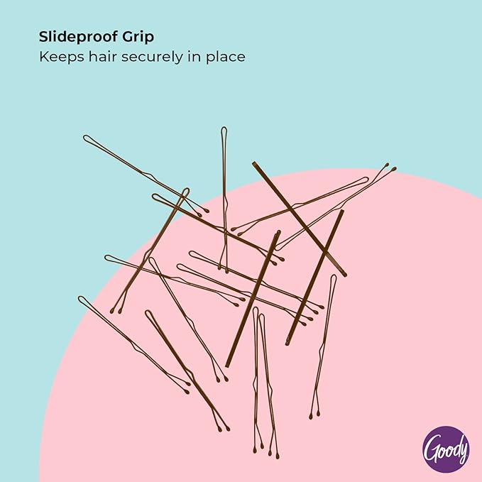 Goody SlideProof Hair Bobby Pins, 18 Count, Brown, Slideproof and Lock-In Place, Suitable for All Hair Types, Pain-Free Accessories for Women, Men, Boys and Girls, All Day Comfort