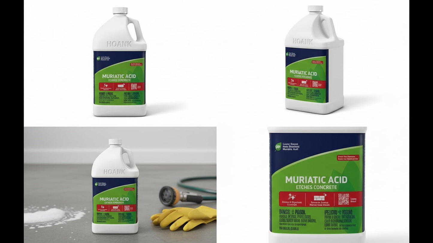 (4 Gallons) - Muriatic Acid for Swimming Pools & Spas, Removes Mortar from Bricks - 90% Low-Fume pH Stabilizer & Cleaner for Concrete & Masonry Surfaces, Clears Rust & Scale Build-Up - Ready to Use