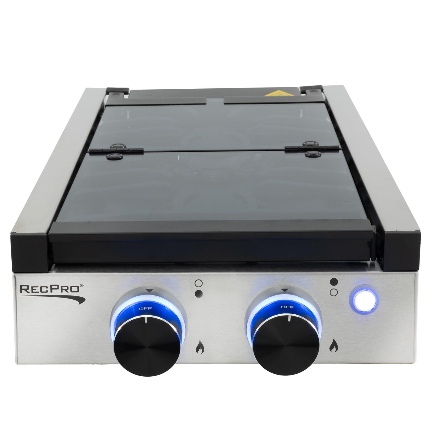 RecPro RV Built In Gas Cooktop | 2 Burner or 3 Burner | RV Cooktop Stove | 6,500 and 8,000 BTU Burners | Cover Included (Stainless Steel, 2-Burner)