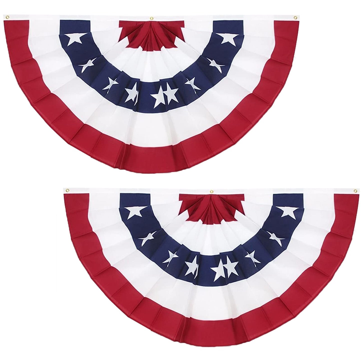 3x6 Ft American Pleated Fan Flag (Set of 2) â Patriotic Half Fan Bunting, 4th of July Memorial Day Decorations for 250th Anniversary