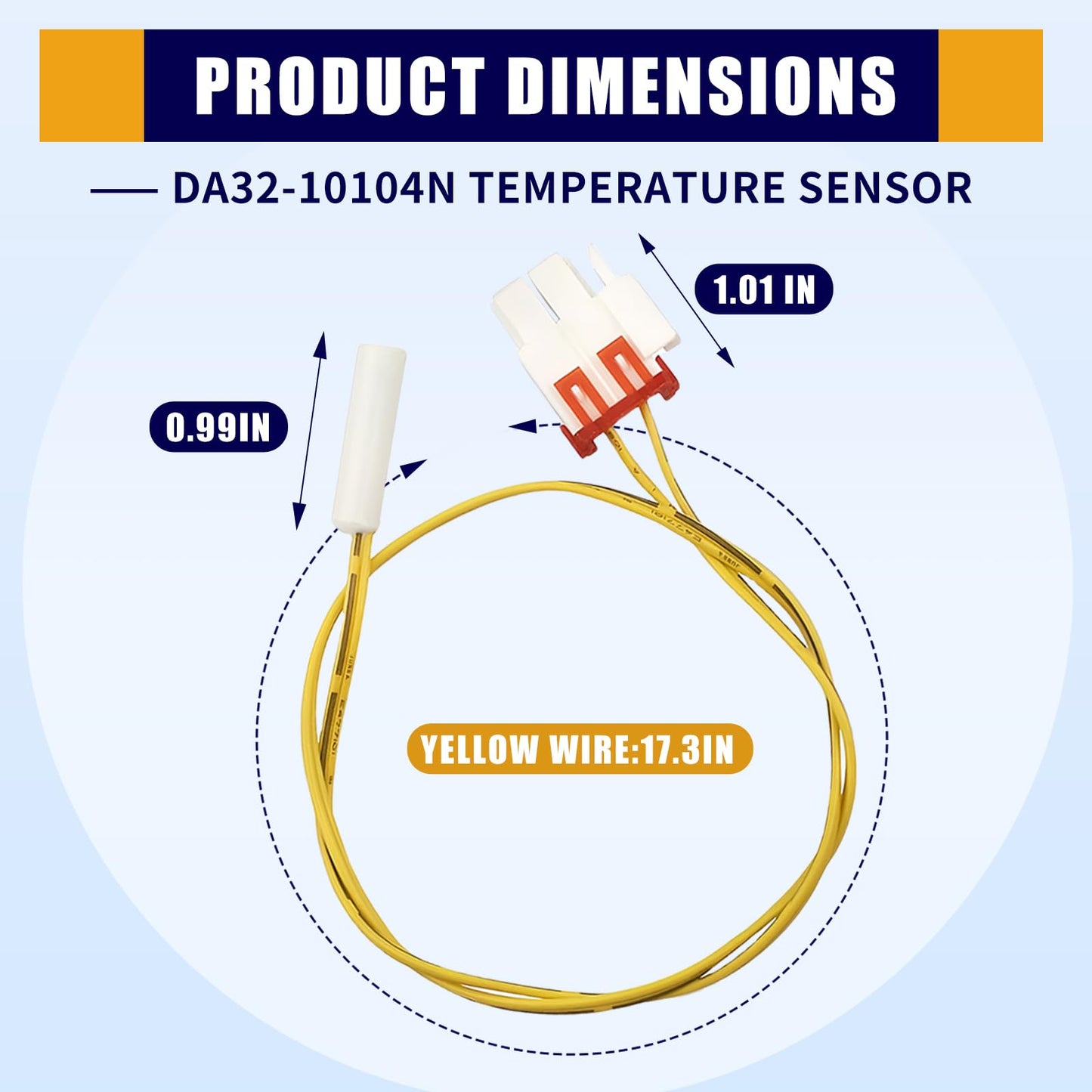 2-Pack DA32-10104N Temperature Sensor for Samsung Refrigerator, Compatible with DA32-10104V 2030330 AP4979323 PS4138666 114002,Refrigerator Temp Sensor