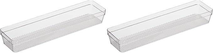 Oggi Clear Drawer Organizer | 3" X 12" | Pack of 2 | For Kitchen Drawers