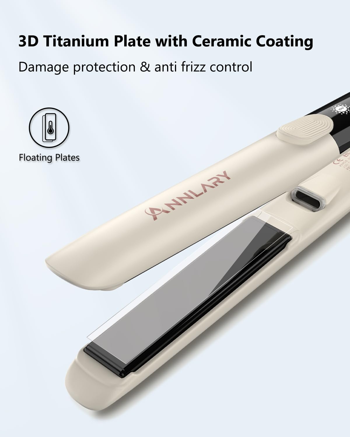 Annlary Hair Straightener 1 Inch Flat Iron and Curler 2 in 1 Titanium Ceramic Ionic Dual Voltage Straightener with Heat-Resistant Silicone, for Less Frizz, Shinier & Smoother