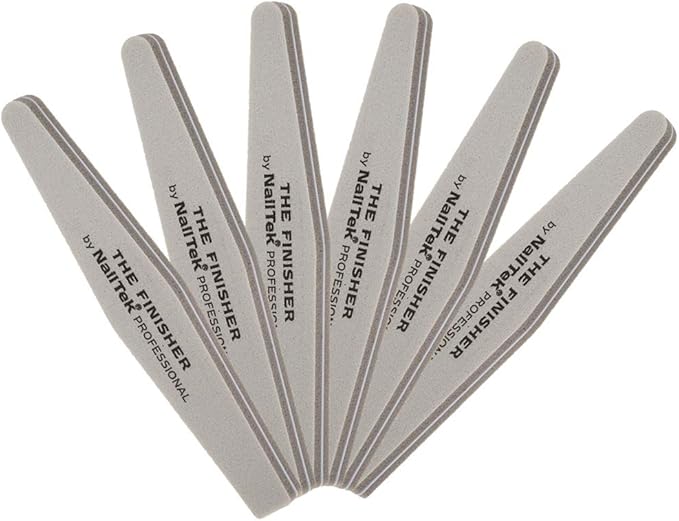 Nail Tek The Finisher File, Professional Double-Sided 240/400 Grit Nail File to Shape and Smooth Acrylic, Gel, and Natural Nails, Nail Polish Remover, Must-Have Manicure and Pedicure Kit Tool, 6 Pack