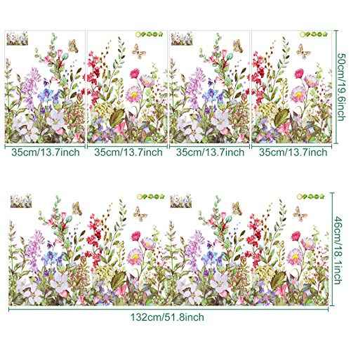 4 Pieces Flower Wall Stickers Decals Removable Vinyl Plants Wall Stickers Peel and Stick Wall Sticker for Baby Home Bedroom Living Room Home Decoration