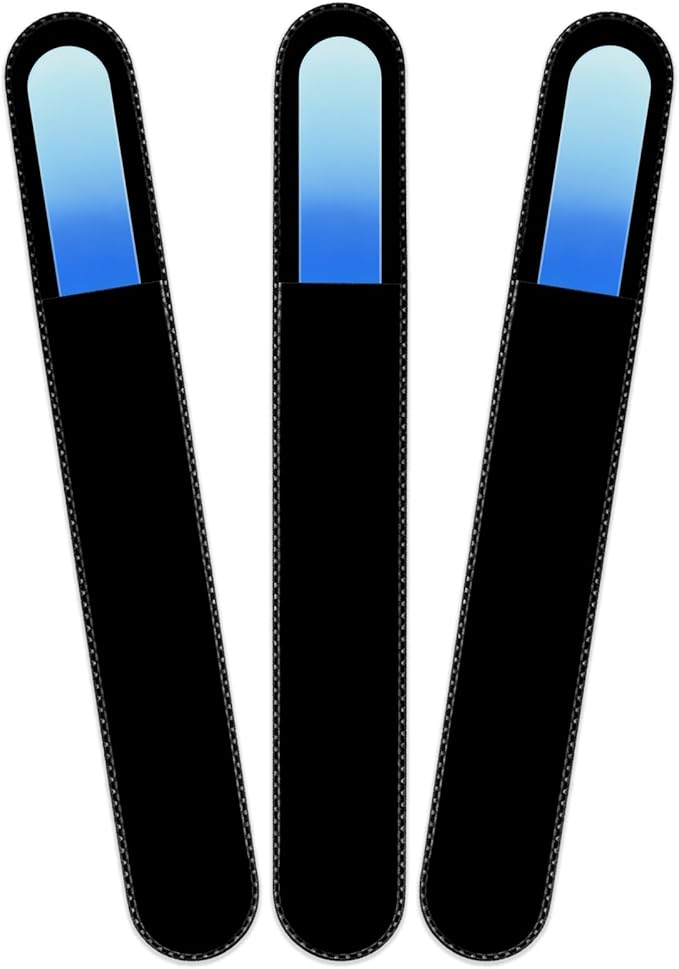 Mont Bleu Rainbow Crystal Nail File in Black Pouch - Large/Professional Size - Czech Tempered Glass - Handmade in Bohemia (Czech Republic)