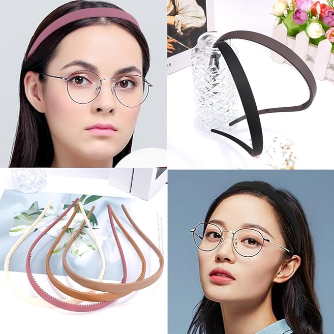TOBATOBA Headbands for Glasses Wearers - No Pressure, No Headache - Non Slip Square Headbands for Women & Girls, 6 Pcs