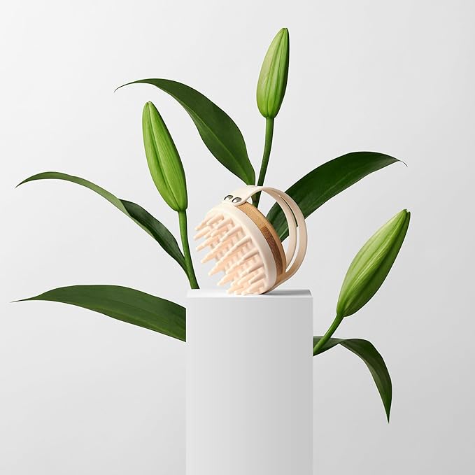 The Hair Edit Scalp Renew Bamboo Shampoo Massage Brush, Scalp Scrubber with Soft Silicone Bristles for Hair Growth, Exfoliation