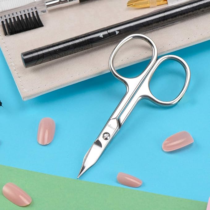 LIVINGO Premium Manicure Nail Scissors Multi-purpose Stainless Steel Cuticle Pedicure Beauty Grooming Kit for Eyebrow, Eyelash, Dry Skin Curved Blade 3.5 inch