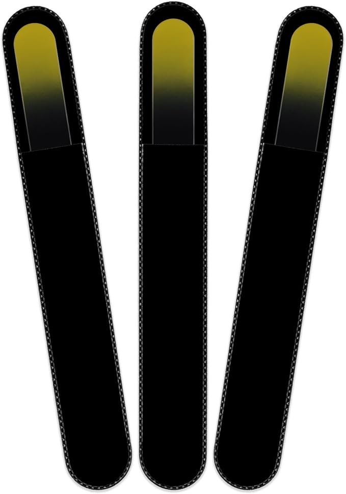 Mont Bleu Rainbow Crystal Nail File in Black Pouch - Large/Professional Size - Czech Tempered Glass - Handmade in Bohemia (Czech Republic)