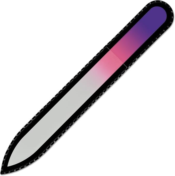 Mont Bleu Rainbow Crystal Nail File in Black Pouch - Czech Tempered Glass - Handmade in Bohemia (Czech Republic)