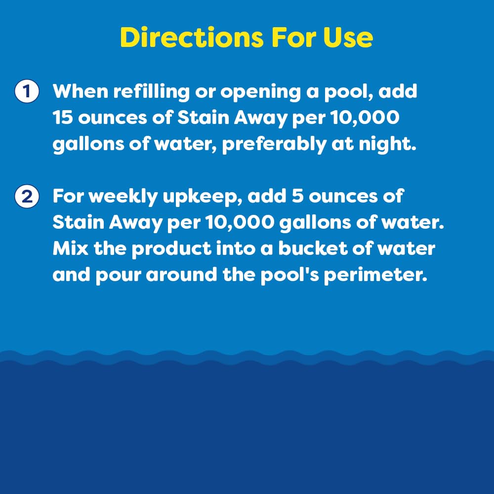 In The Swim Stain Away for Above Ground and Inground Swimming Pools - Removes Mineral Stains from Iron, Copper, and Magnesium in Swimming Pools - 1 Quart