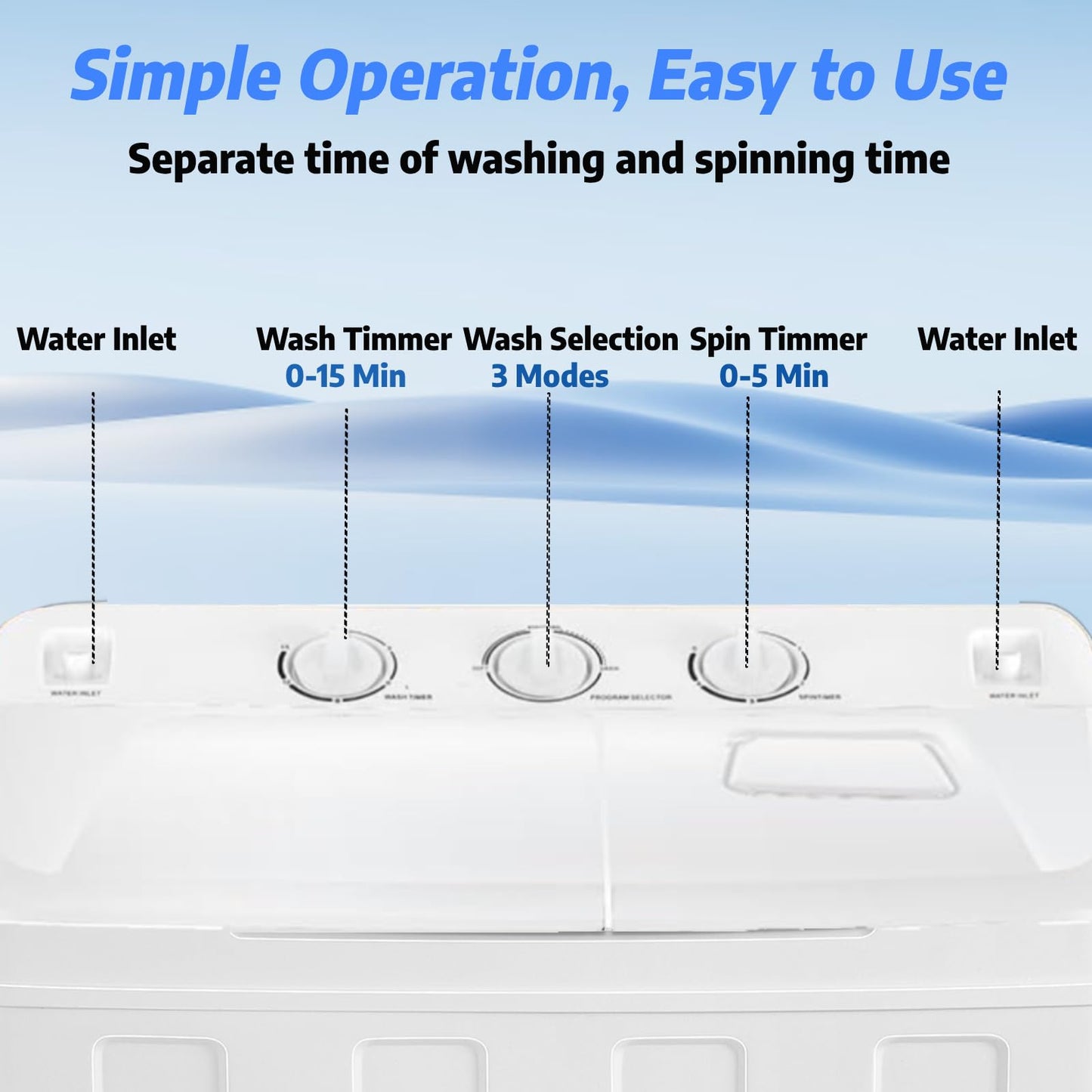 Nictemaw Portable Washing Machine 30Lbs Capacity Washer and Dryer Combo 2 In 1 Compact Twin Tub Laundry Washer (19Lbs) & Spinner (11Lbs) with Drain Pump, Time Control, for Apartment Dorms RV, White