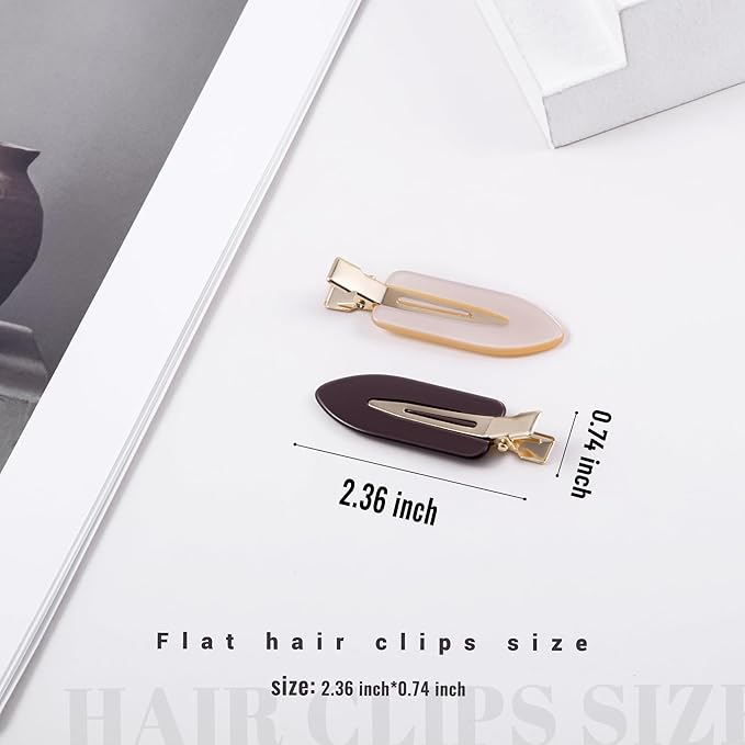 No Crease Creaseless No Bend Hair Clips For Styling Non Slip Flat Clips For Makeup Hair Accessories For Women,Black Multiple Brown,12 PCS