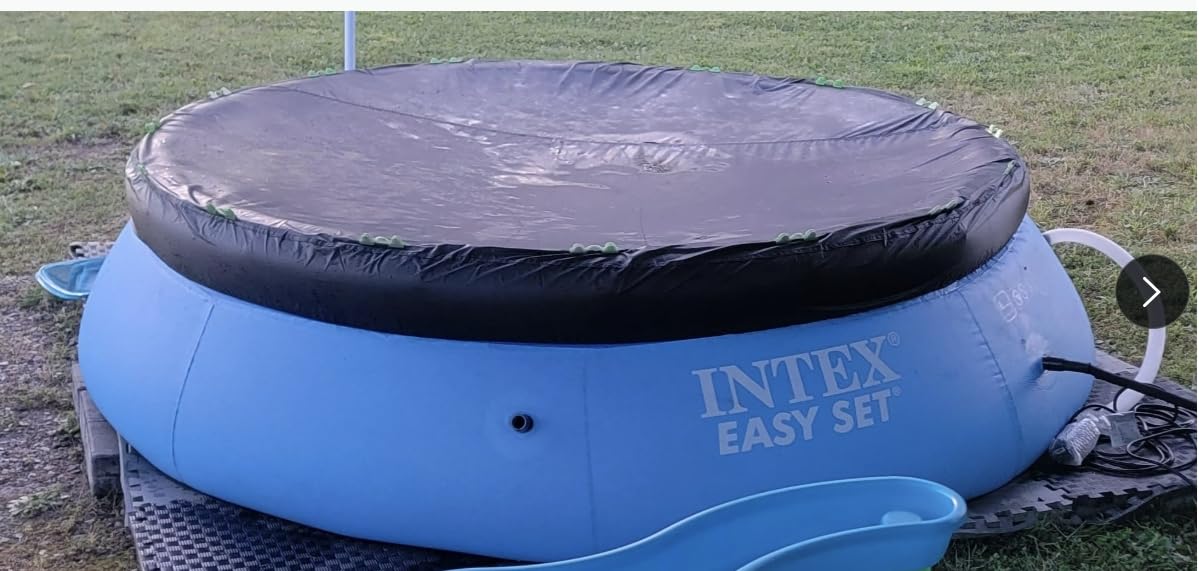10 FT Round Inflatable Pool Cover, Outdoor Swimming Pool Cover, Dustproof Waterproof Prevent Leaves, Prevent from Debris Pool Cover, Elastic Bands for Easy Installation(Black)