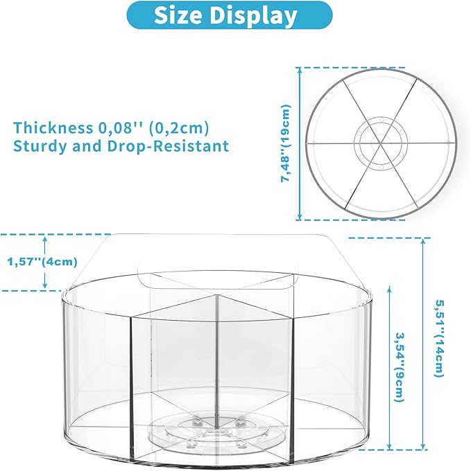 Rotating Markers Organizer for Kids, Acrylic Lazy Susan Organizers for Desks, 360 Degree Spinning Pencil Holders Pen Holders, Clear Arts and Crafts Organizer Storage, Art Supply Storage 6 Compartments