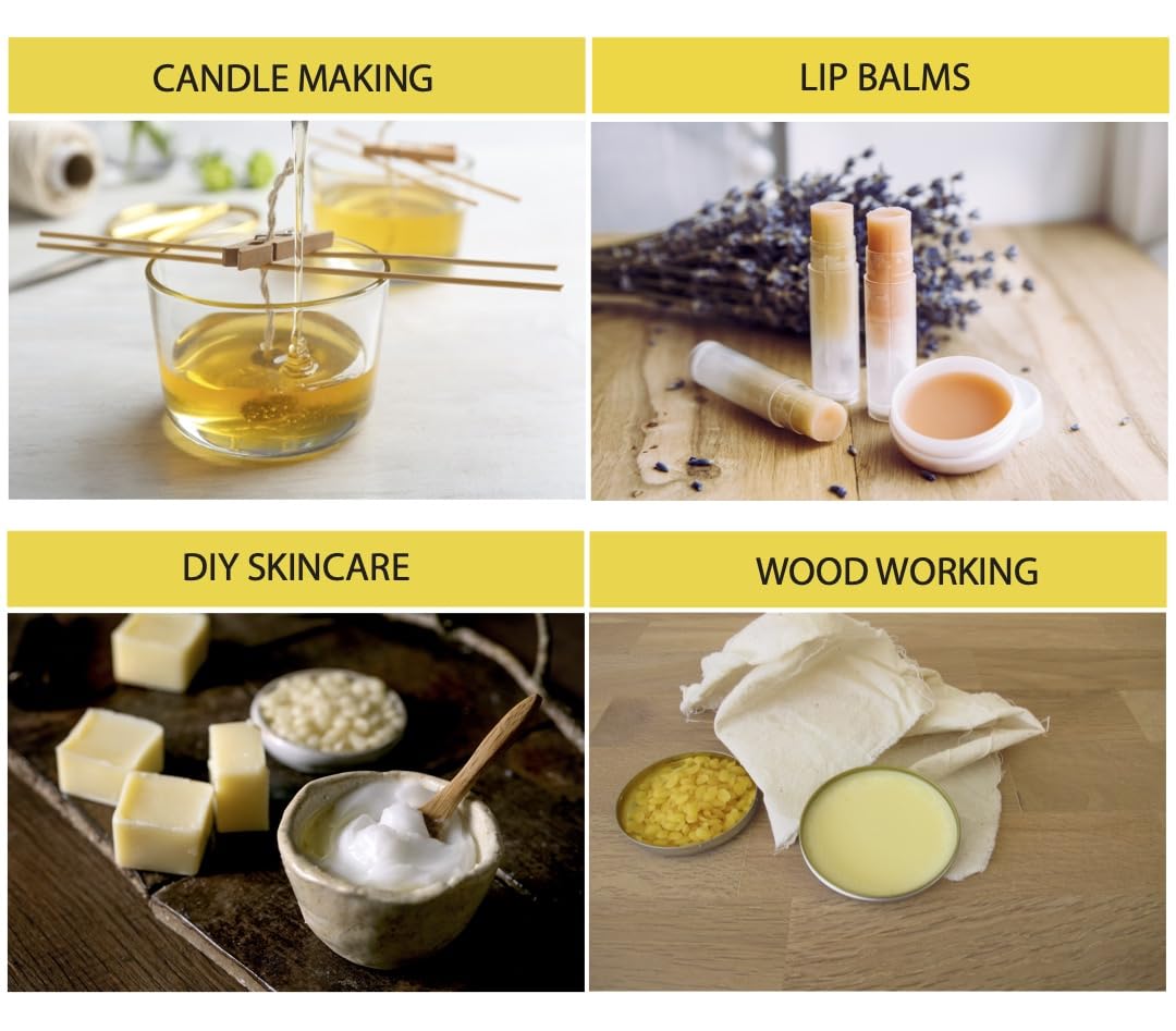 Beesworks Yellow Beeswax Pellets (3 lb) | 100% Pure, Cosmetic Grade, Triple-Filtered Beeswax for DIY Skin Care, Lip Balm, Lotion, and Candle Making