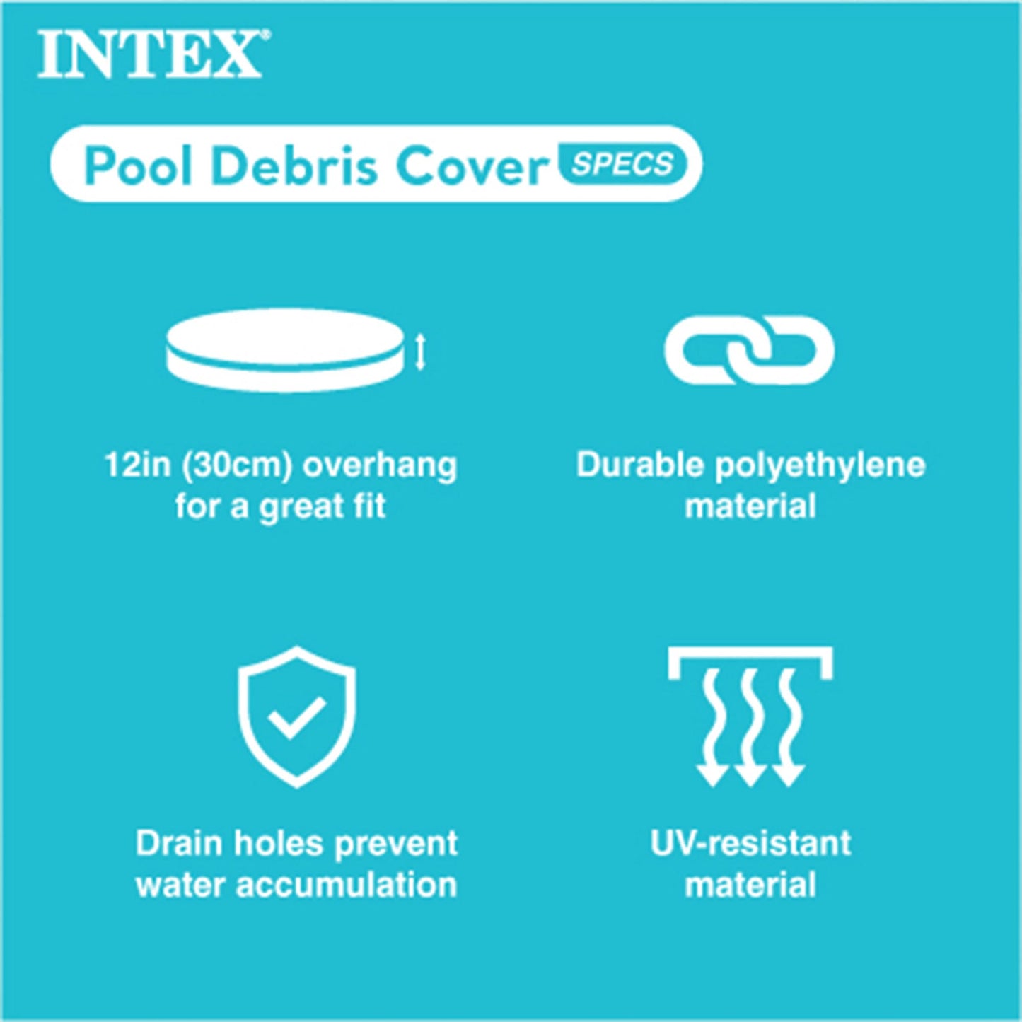 Intex 28026E UV Resistant Deluxe Debris Pool Cover for 13-Foot Intex Easy Set Above Ground Swimming Pool, Vinyl Round Cover with Drain Holes and Nylon Tie-Down Ropes, Blue