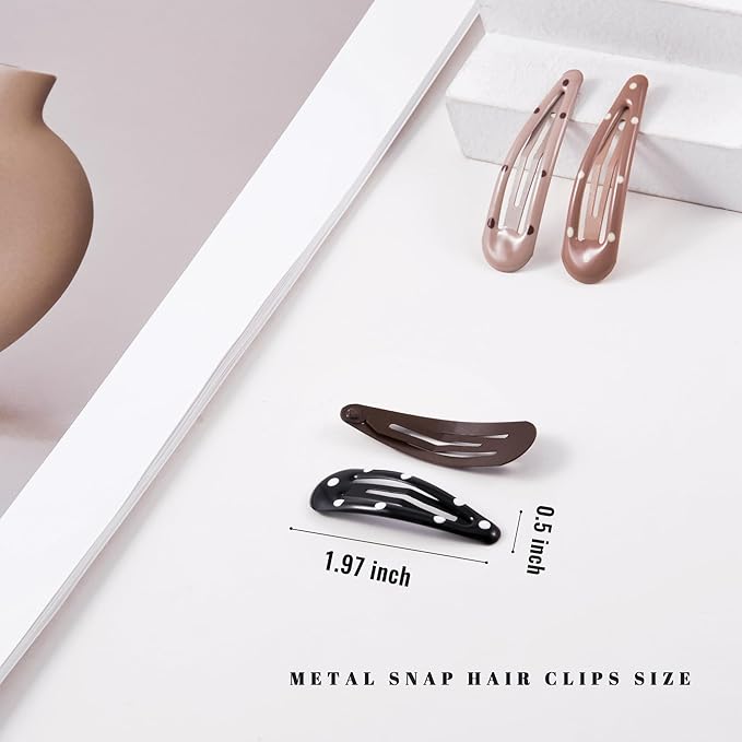 20 PCS Metal Snap Hair Clips Water Drop No Slip Barrettes for Women Bright Small Hair Clips For Thick And Thin Fine Hair,Black Light Yellow Multiple Brown,1.97 x 0.5 In.