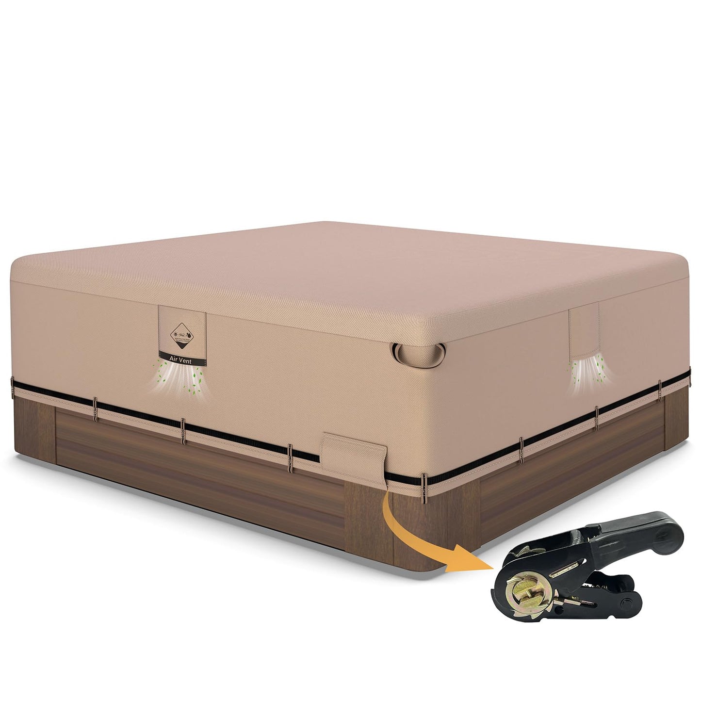 QH.HOME Hot Tub Cover Replacement 85"x85", Waterproof & Weatherproof 600D Polyester Spa Cover for Hot Tub, UV Resistant, Windproof with Ratchet Strap System, Fits 84 x 84, 82 x 82 or 81 x 81 Square