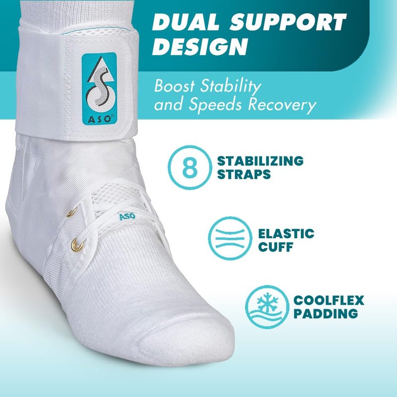 Med Spec ASO Ankle Stabilizer (Small, White) - Lace Up Ankle Brace for Ankle Sprain and Instability, Orthopedic Ankle Support for Men, Women, Adults, Teens and Kids, Sports Injury Recovery, 264002