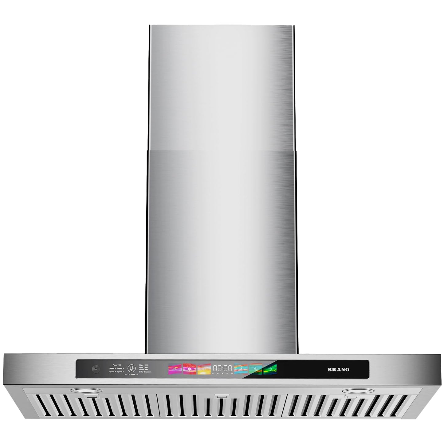 BRANO 30 Inch Wall Mount Range Hood 900 CFM with Voice/Gesture/Touch Control, Stainless Steel Ducted Kitchen Hood Vent with 4 Speed Exhaust Fan, Memory Mode, Adjustable Lights