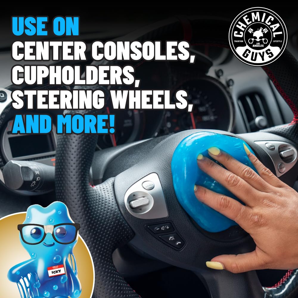 Chemical Guys Sticky Icky Car Cleaning Gel, Green Apple, Interior Car Cleaner, Reusable Automotive Crevice & Interior Dust Cleaner for Air Vents, Consoles, Cup Holders & Keyboards, 4 Pack (100g Each)