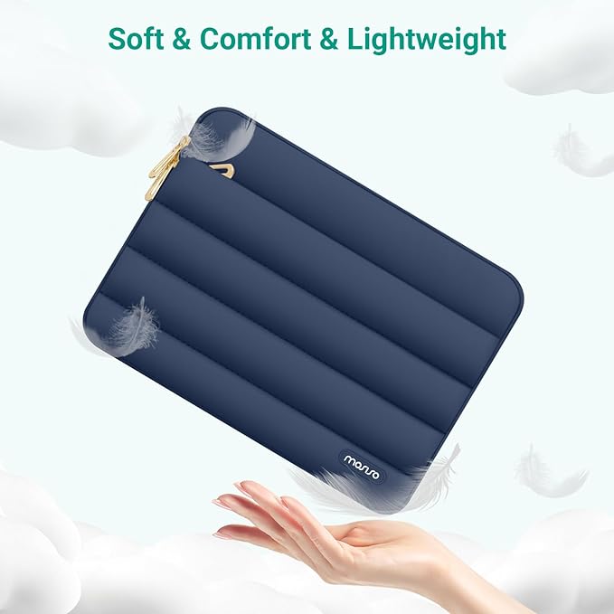 MOSISO Laptop Case 13.3 inch,13-13.3 inch Puffy Laptop Sleeve Compatible with MacBook Air 13.6 M5 M4 M3 M2 M1/Neo/Pro 13/14,HP Dell ASUS Lenovo,Polyester Horizontal Bag with Small Case,Midnight Blue