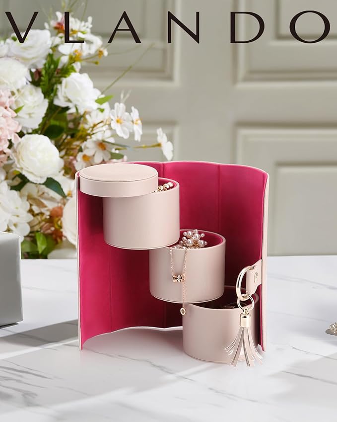 VLANDO Viaggio Mothers Day Gifts Her - Small Jewelry Case Box - Travel Essential Accessories for Women, Travelers, Couples, Mom, Friends, Bridesmaid