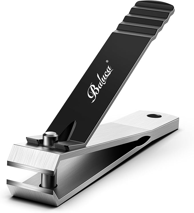 Heavy Duty Straight Blade Nail Clippers for Thick Toenails, Professional Stainless Steel Fingernail Toenail Clippers Trimmers - Thick Wide Jaw Toe Nail Clippings for Seniors, Men & Women - Black