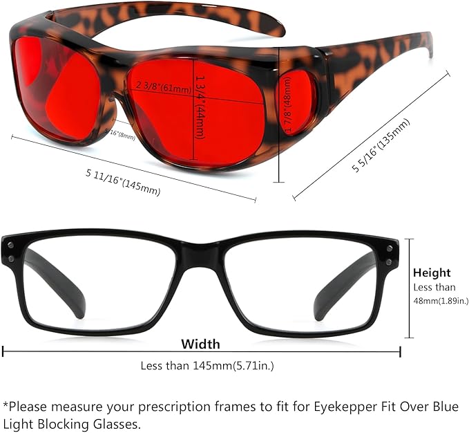 Eyekepper Red Lens Blue Light Glasses Men,Fitover Blue Light Blocking Glasses Women, Red Light Glasses Eye Protection - Tortoise