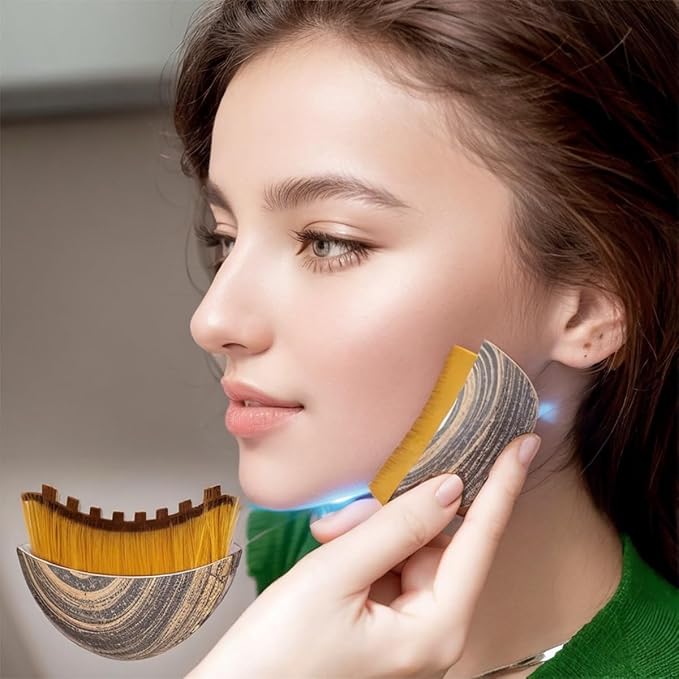 ANGEO Lymphatic Contour Face Brush (2 piece) Soft Bristle Lymphatic Drainage Massager, Facial Sculpting Tool for Chin & Jawline, Gentle Lymphatic Face Brush for Daily Skincare & Spa Treatments