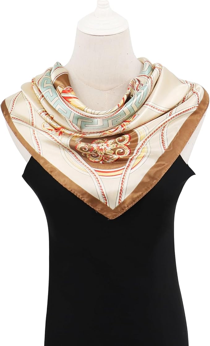 vimate 35" Square Silk Like Head Scarf - Women's Fashion Satin Scarf Bandana for Hair Wrapping at Night.