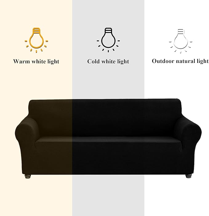 Joccun Stretch Couch Cover Slipcovers, 1-Piece Sofa Covers for 3 Cushion Couch Spandex Jacquard Washable Furniture Protector Cover for Living Room,Kids,Pets(Sofa,Black)