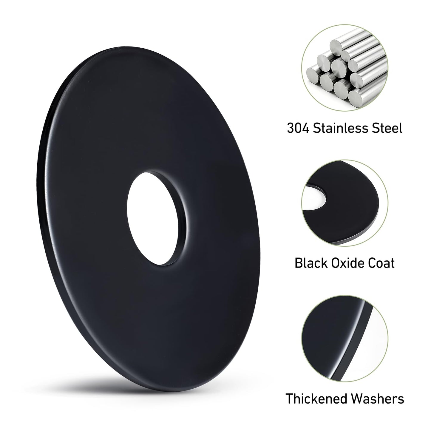 SVLING 40PCS 1/8" x1" Fender Washers, Black Oxide 304 Stainless Steel 18-8, 1/8" ID x 1" OD Hardware Flat Washers for Screws Bolts
