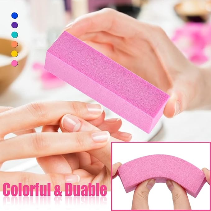 Nail Files and Buffer, TsMADDTs Professional Manicure Tools Kit Rectangular Art Care Buffer Block Tools 100 180 Grit 12 pcs(White)