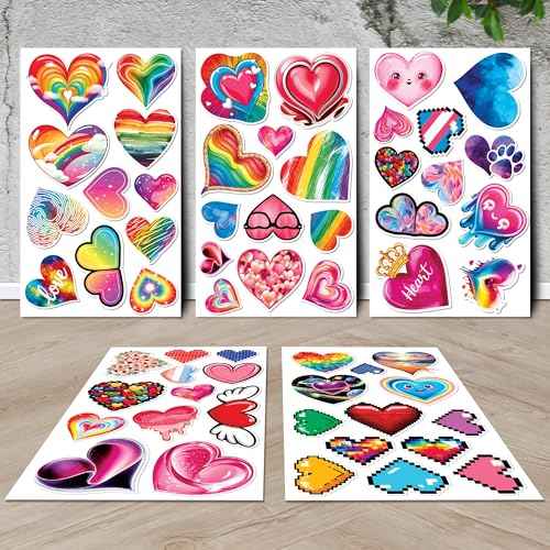 Love Heart Stickers 50 Pieces Vinyl Waterproof Decal for Laptop Water Bottle Phone Car Window Bike Motorcycle Stakeboard Scrapbook Hearts Sticker Gifts