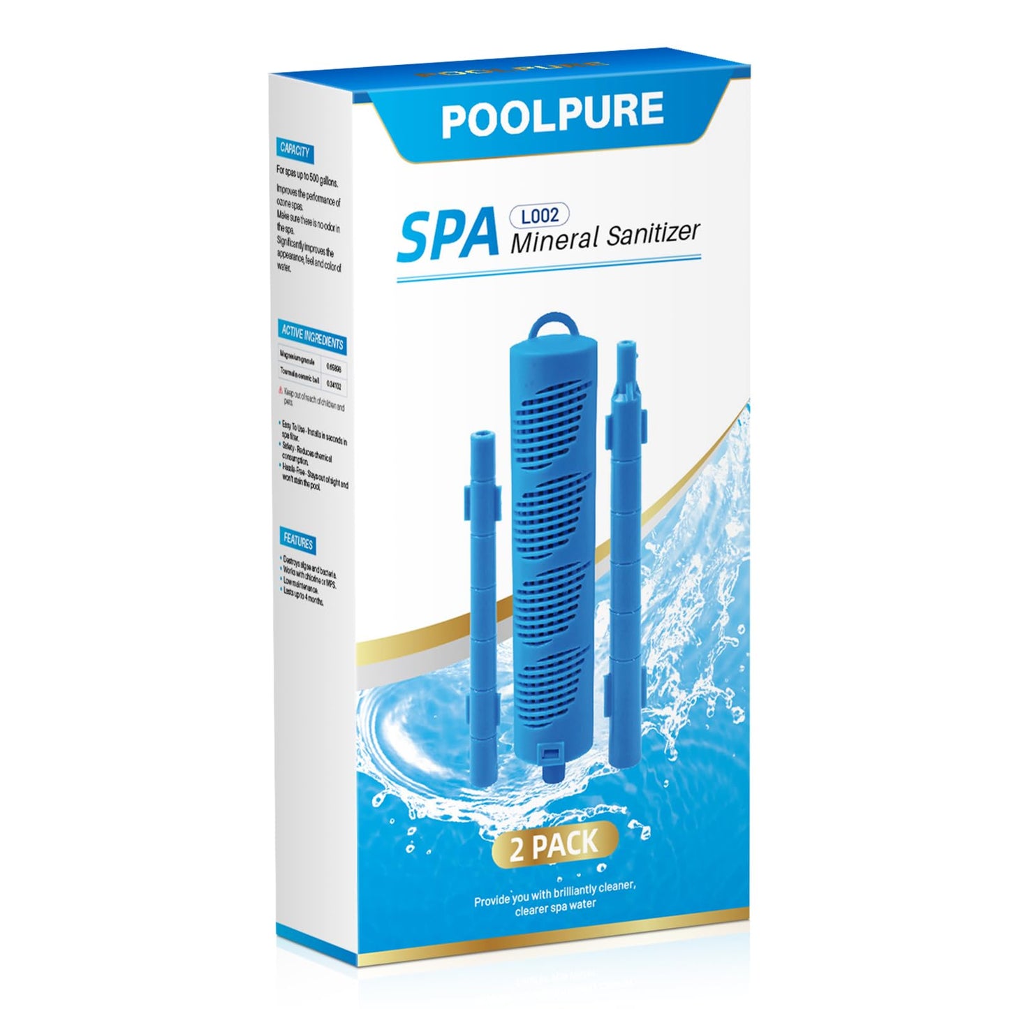 POOLPURE Hot Tub Mineral Stick, Silver Mineral Ion Cartridge, Spa Silver Ion Sanitizer (3 Pack)